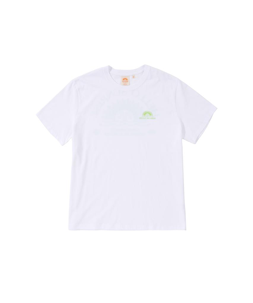 HELLO SUNRISE Mini Og Logo Tee_White & Lime