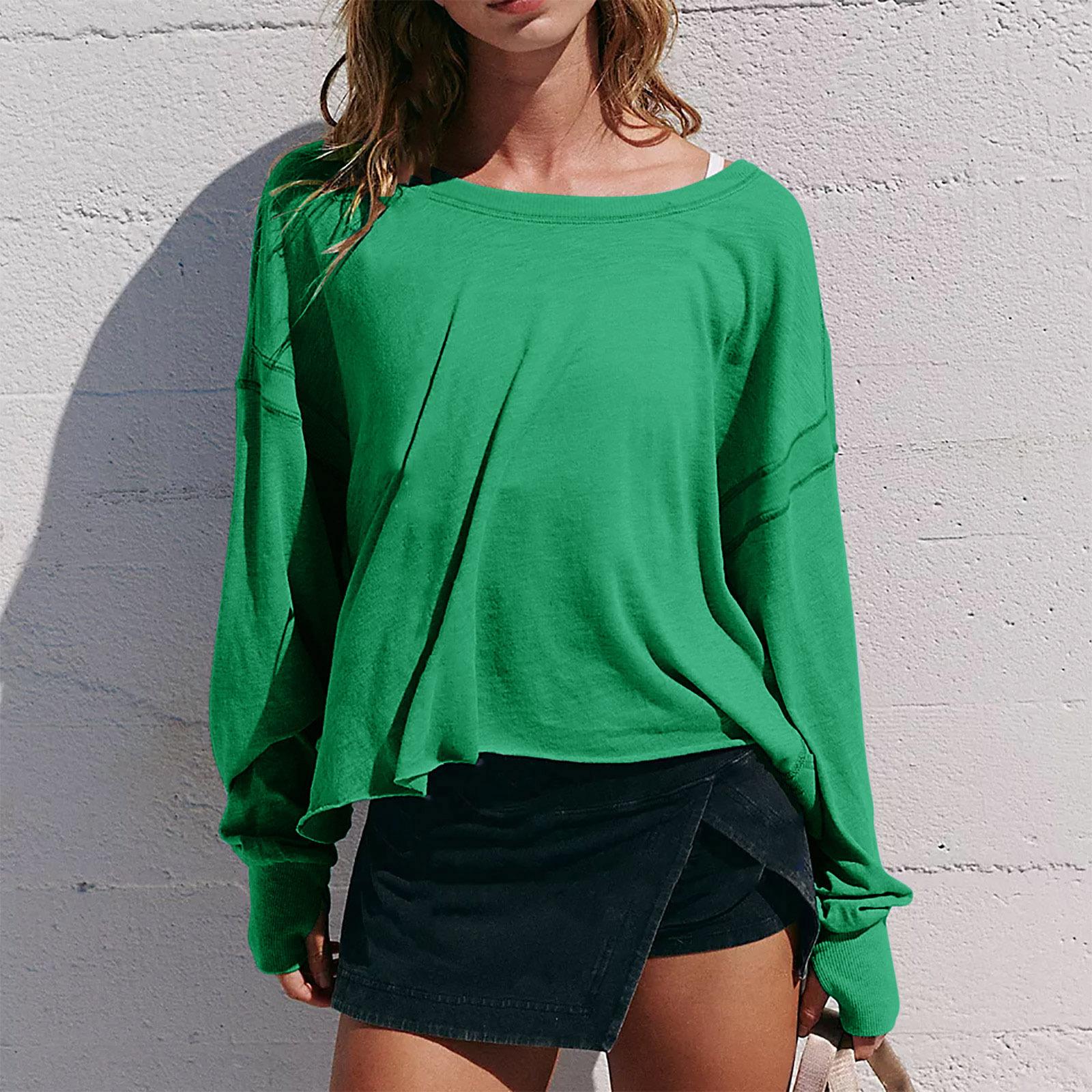 

Backless Long Sleeve Fashion Unique Sports Loose Fit T-Shirt M зелёный