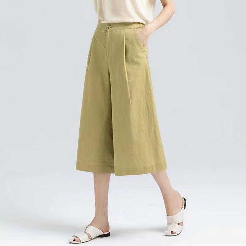 Wide Leg Pants Women Summer Loose High Waisted Versatile Slimming Seven Point Skirt Pant