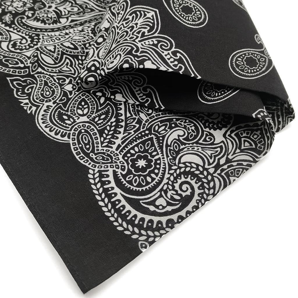 Kakatrend Bandana Black Adult Paisley 100% Cotton Stylish Handkerchief Cotton Bandanna Unisex Durag Large Men's Black 55cm X 55cm