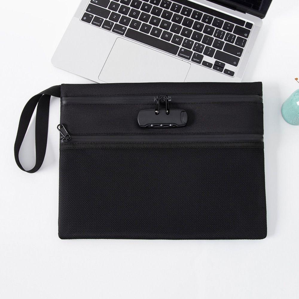 Password Lock Security Document Bag Large Capacity Portable File Folders  Cards Storage