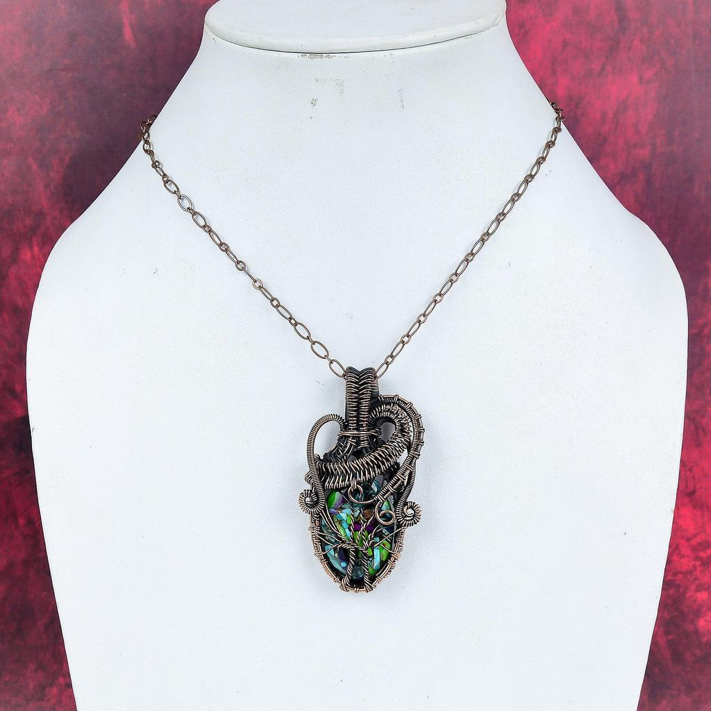 Tree of Life Fiesta Kingman Turquoise Pendant Copper Wire Wrapped Pendant Multi Copper Turquoise Gemstone Pendant Handmade Jewelry for Gifts