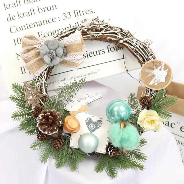 30CM Christmas Decoration Garland Front Door Window Decoration Christmas Wreath Pendant Ornament Navidad New Year Party Supplies
