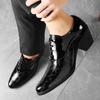 Men High Heels Wingtip Laces Black Patent Leather Derby Wedding Dress Dance Business Formal Elevator Shoes Height Increase Tuxedo Prom Blazers Shoes