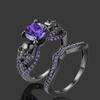 Gothic Skull Rings Red Purple Crystal Ring Cocktail Party Halloween Biker for Women Christmas Gifts