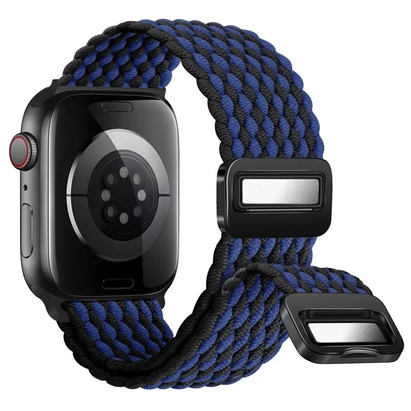 Nylon Band For Apple Watch Strap 44mm 40mm 45mm 46mm 49mm 41mm 38 Magnetic Braided Bracelet iWatch Series Se 7 6 8 9 10 Ultra 2