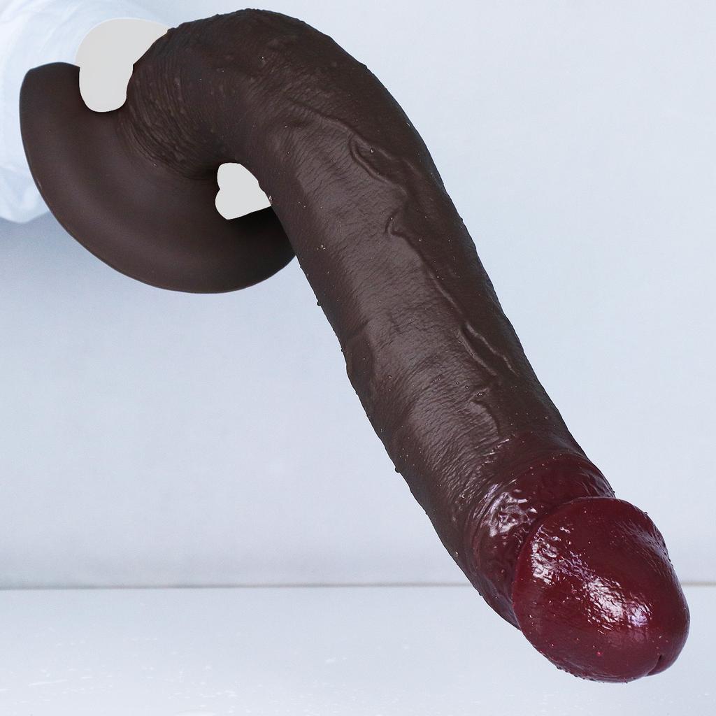 Curved Realistic Long Silicone Dildo, Flexible Bendable Design with Strong Suction Cup Base, Soft Texture, Beginner-Friendly Adult Toy for Couples