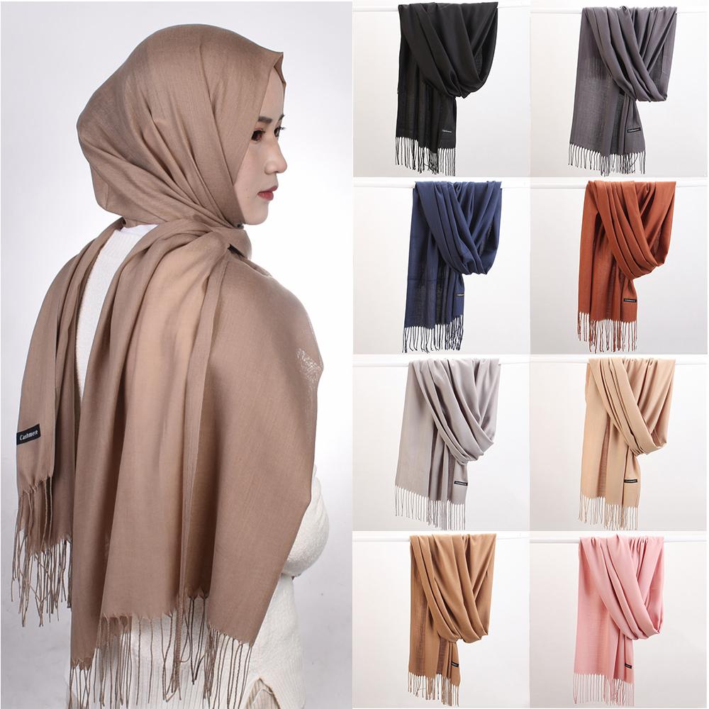 Autumn Winter Women Cashmere Scarf Luxury Brand Female Warm Shawls Wraps  Pashmina Solid Men Long Tassels Scarves Foulard