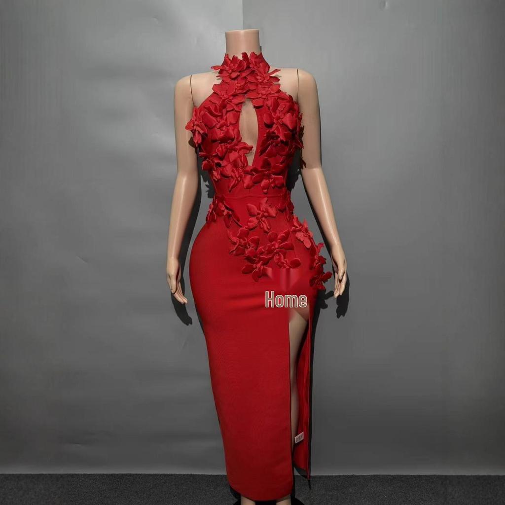 Elegant Högkvalitativ Bandage Halterneck Lågskuren Festklänning