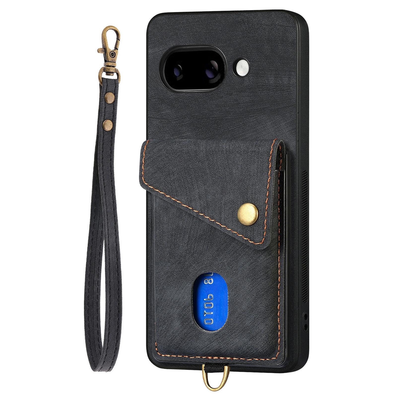 

For Google Pixel 9a Case with Card Holder Kickstand Leather Phone Back Cover Pink