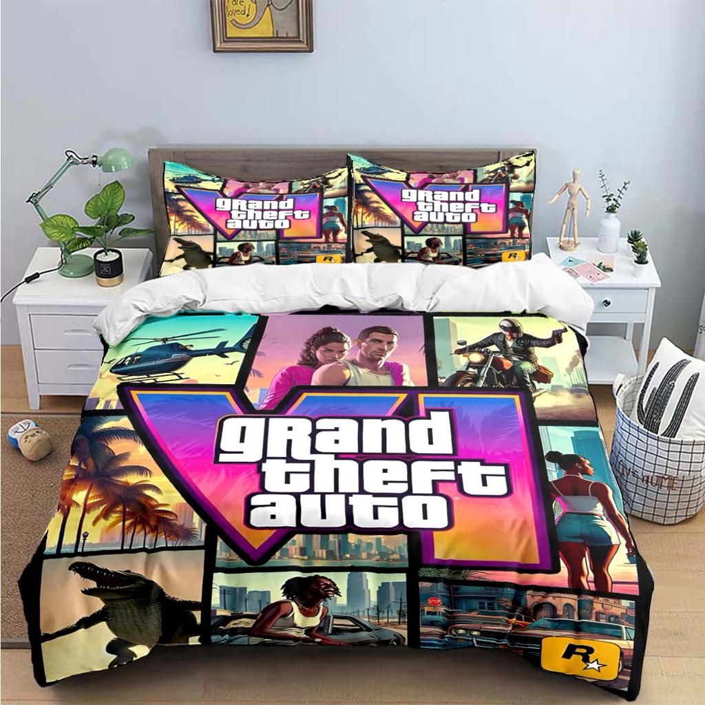 Fashion Classic Exciting Game G-GTA Print Bedding Sets Bed Supplies Set Duvet Cover Bed Comforter Set Bedding Set Luxury Gift
