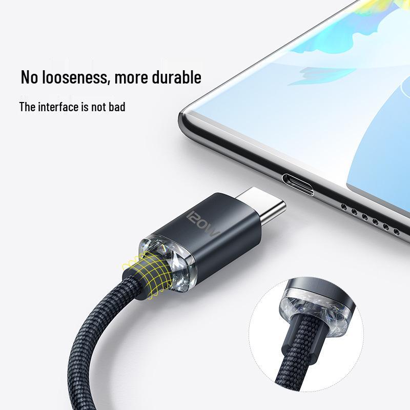 Jingyao 120W Dual Type-C Fast Charging Cable for Apple 15 and Huawei Honor 6A Flash Charging