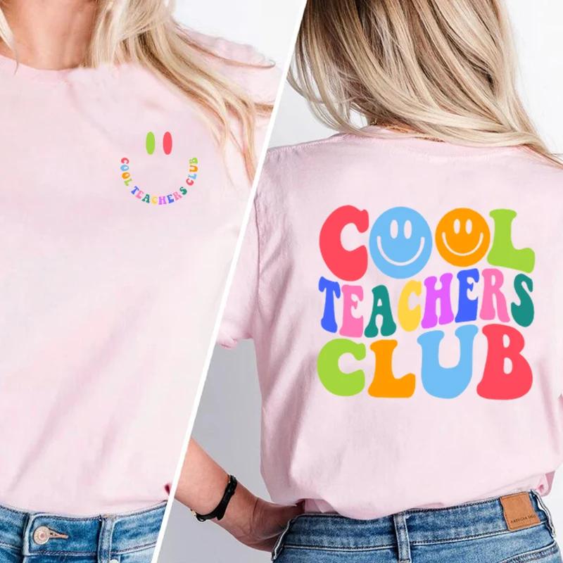 

Cool Teachers Club T-shirt Women Cotton Summer Short Sleeve Teacher Life T Shirt Teach Tiny Human Tee Shirt Retro Casual Tops S