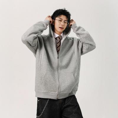 Suéter Cardigan Pesado com Capuz Colorido Masculino e Feminino Outono Casal Solto Jaqueta com Zíper
