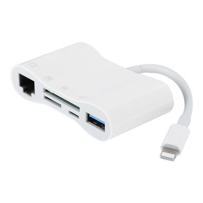 NK‑1034 5‑In‑1 Adapter for IOS To Rj45 OTG Card Reader for Mobile Phone