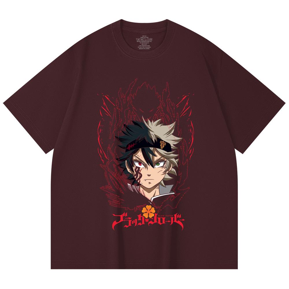230 Gsm 100% Cotton Black Clover V4 Asta Print Unisex Heavy Cotton T Shirt