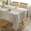 Elegant Ins Style Tablecloth In Striped Grey And Brown For Modern Dining Decor