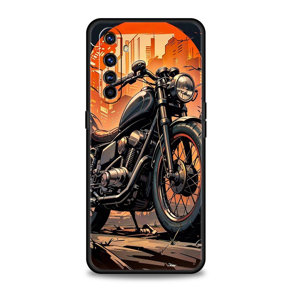 Colors Vintage Motorcycle Painted Case For Realme C67 C63 C55 C53 C35 C25 C21 GT 2 3 5 6 10 11 12 13 Pro 5G Soft TPU Phone Cover