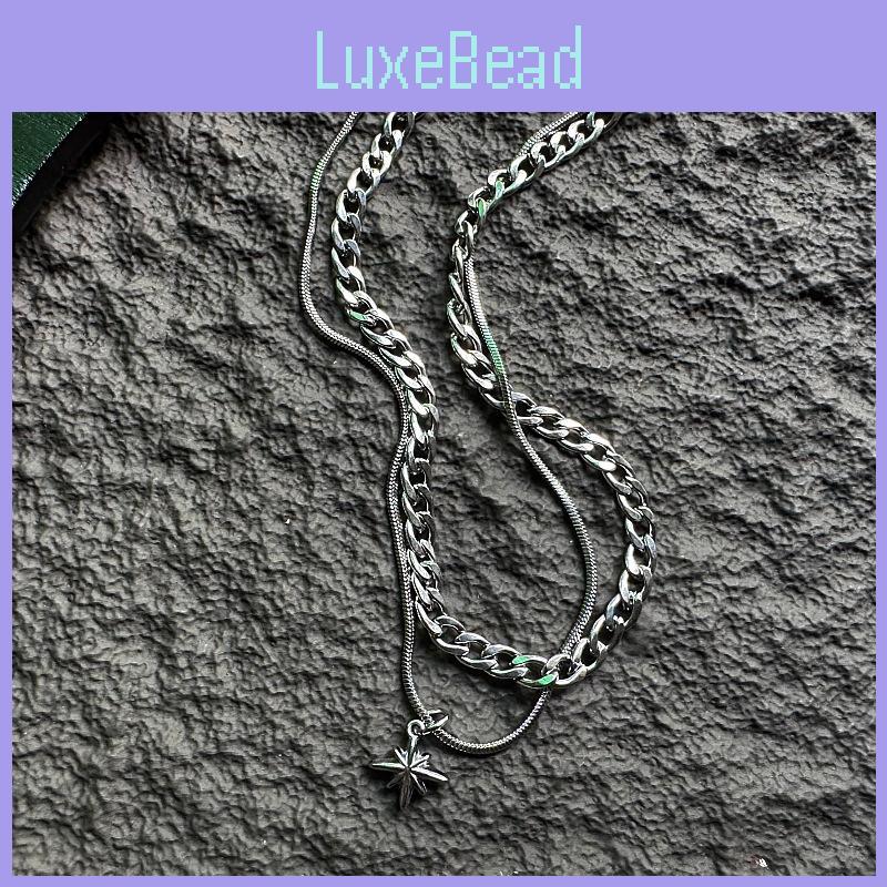 Titanium Steel Multilayer Star Pendant Necklace For Men And Women With Stylish Design