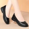 Low Heel Round Toe Work Shoes Black Single Shoes Professional Formal Shoes Women's Shoes Comfortable Middle-Aged Leather Shoes