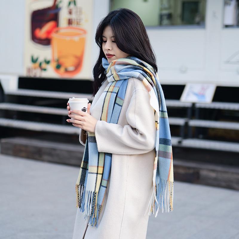 

New Scarf for Women in Winter Versatile Plaid Thickened Student Couple Scarf Men s Imitation Cashmere To Keep Warm
