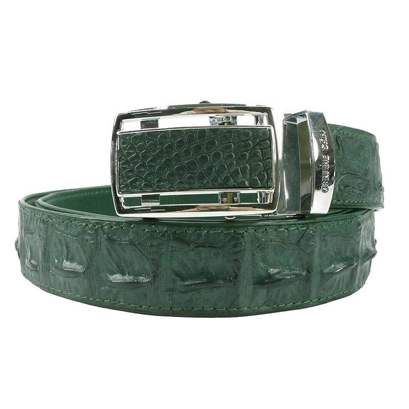 

[Pelgio] crocodile leather belt green auto stopper genuine