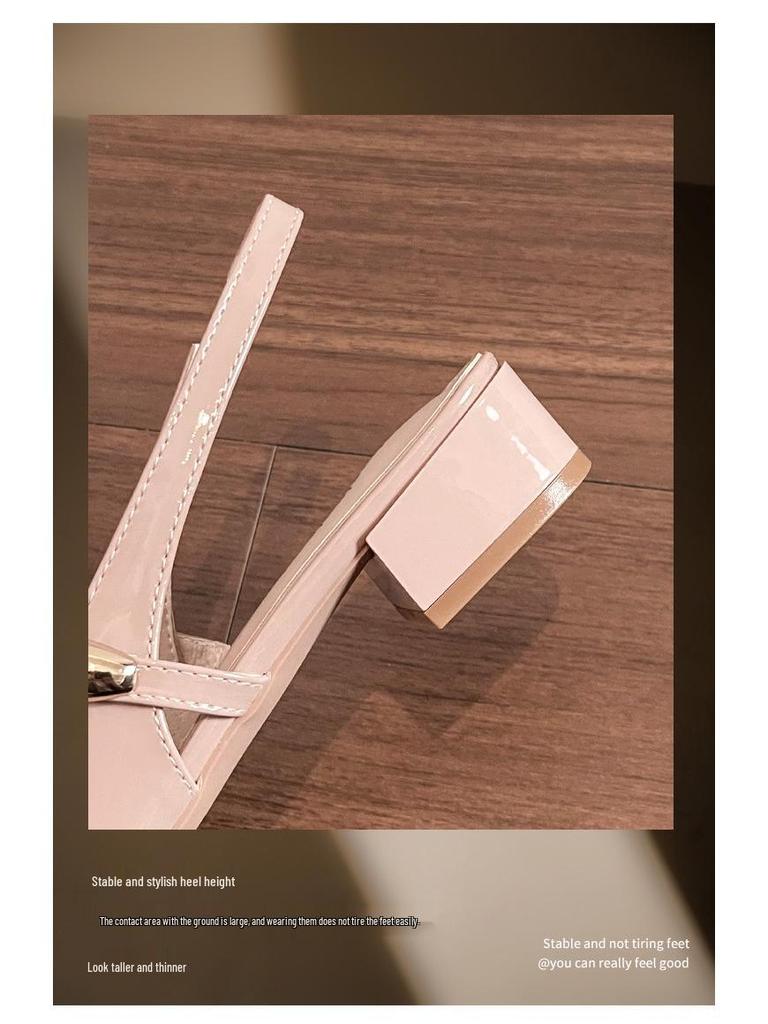 Weiwei Girl 325-3 Women's Nude Backless Summer Sandals - Comfortable Mary Jane Flats for 2025