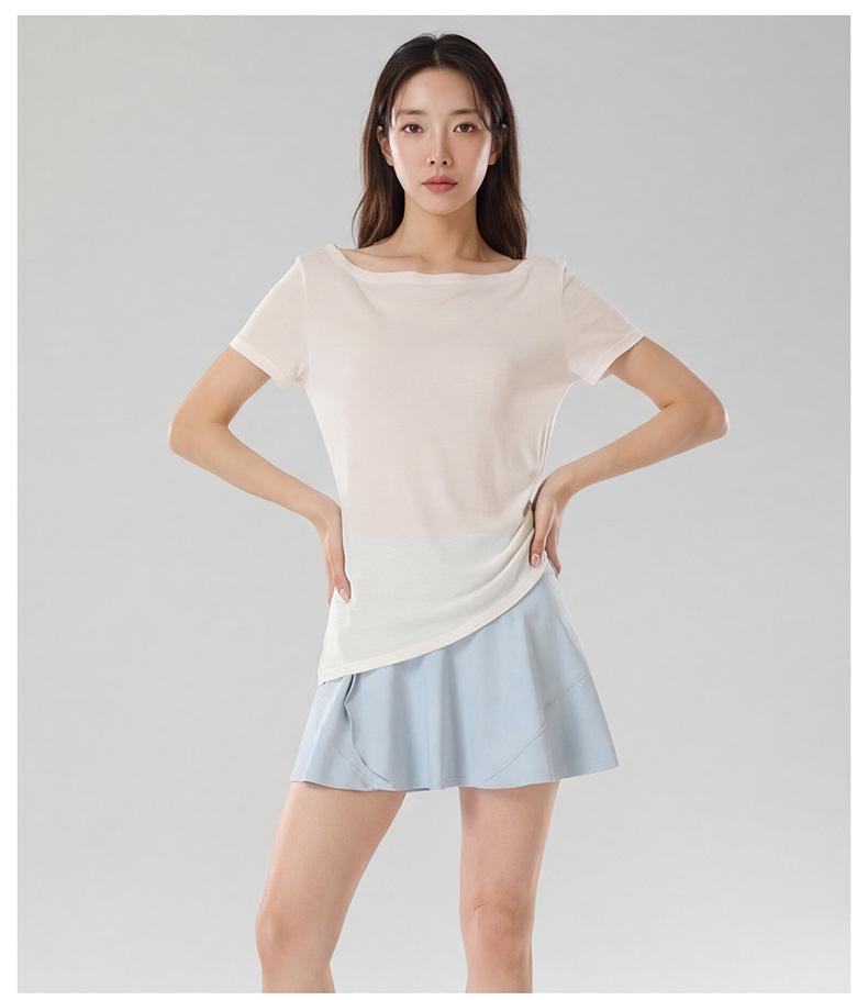 2026 Summer Lyocell Off-Shoulder Slimming Short-Sleeve Women's T-Shirt - Elegant & Versatile