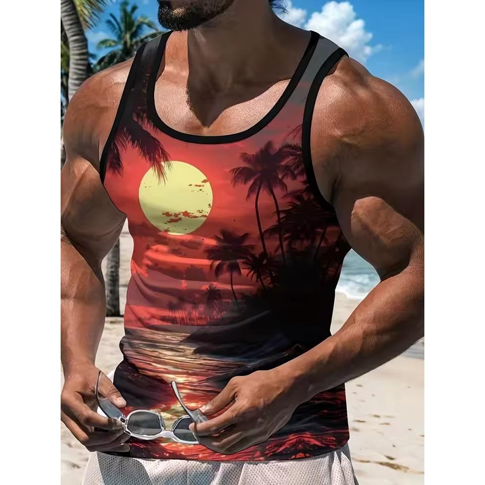 3D Print Tank Tops Men's Fashion Streetwear Vest Oversized Sleeveless Tank Top Bodybuilding Fitness Gym Man Clothing