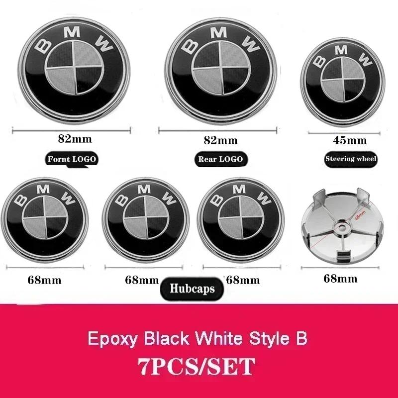 For BMW X1 X3 X5 G01 G20 G21 G30 F10 F11 F20 F01 F30 sticker 7Pcs Car Front Badge Rear Sticker Center Caps Steering Wheel Emblem