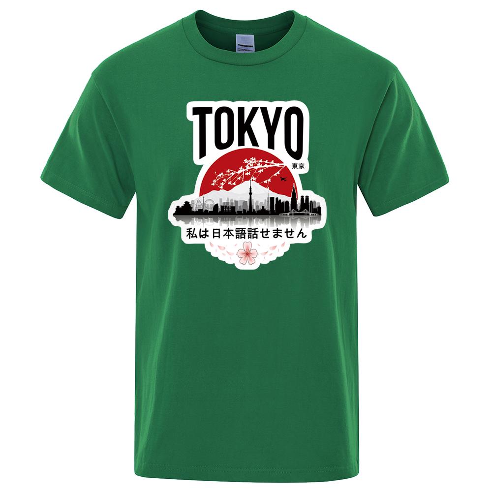 

Футболки с принтом Токио Я не говорю по-японски Дизайн Мужская футболка Мужская одежда 2023 Летняя футболка Мужской бренд Черные топы Футболки 4XL