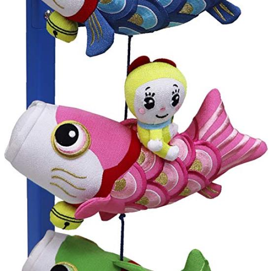 Osaka Choseido May Doll Koi Nobori Indoor Hanging Compact Personalized Wooden Tag Included Doraemon Koi Nobori (Carp Streamer) Decoration, Mini, (Sent