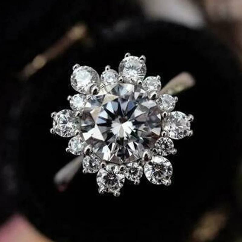 

Huitan Charming Flower Shaped Ring for Women Inlaid Brilliant CZ Fashion Party Accessories Elegant Zircon for Wedding Daily 8