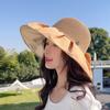 Summer Sunscreen Hat Female Face Cover Bow Hollow Bucket Hat Versatile Face Small Outdoor Sun Basin Hat