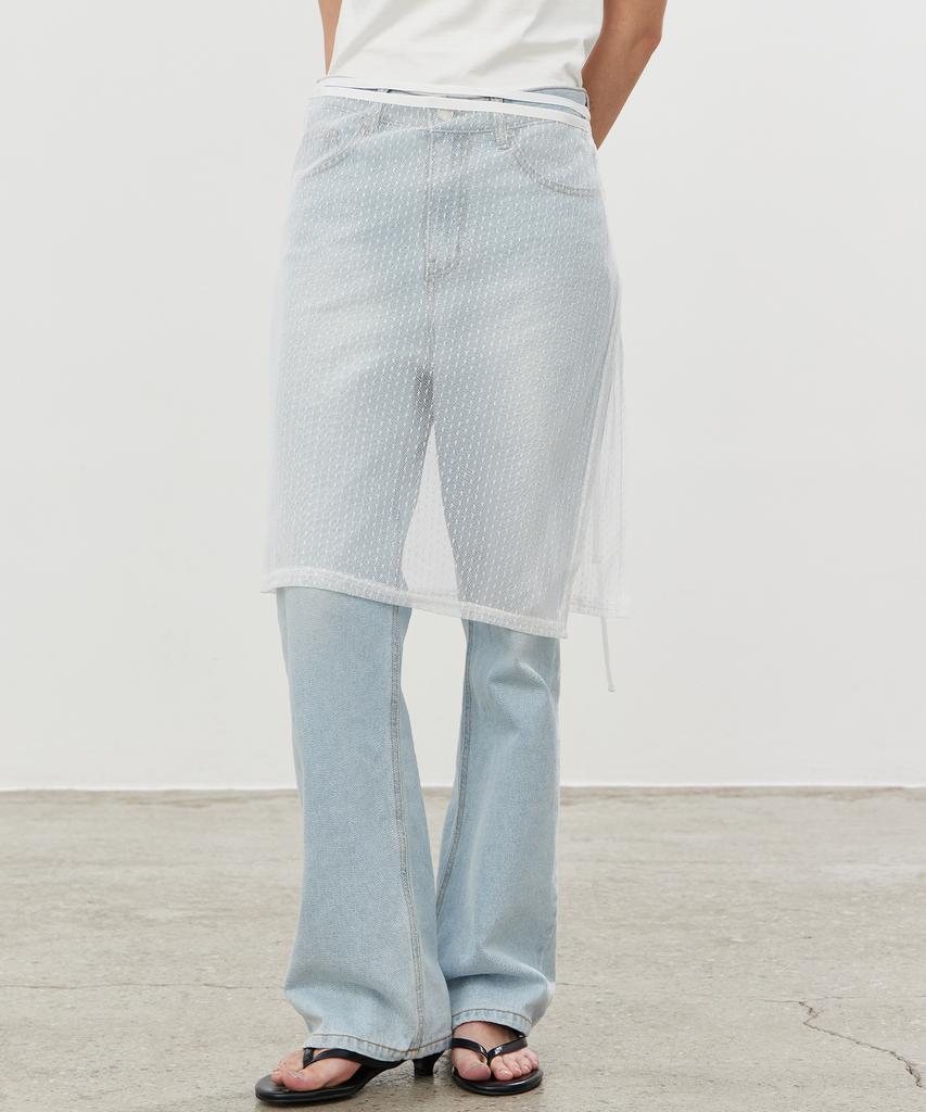 Itove Seoul See-Through Layered Wrap Skirt Wh