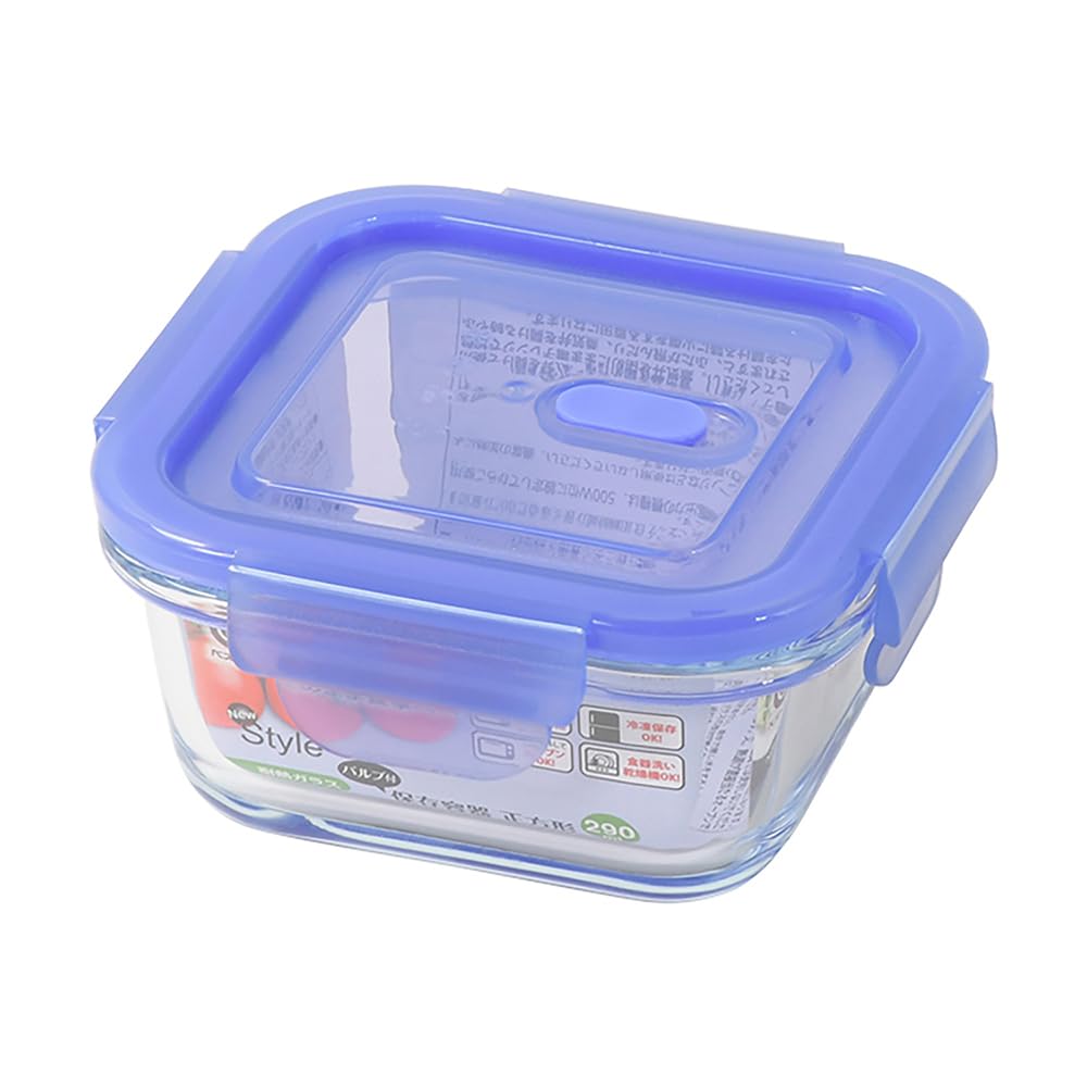 

Liberty Corporation Liberty Corporation Glass Storage Container with Valve Square 290ml Clear Blue NewStyle Heat-Resistant LD-467