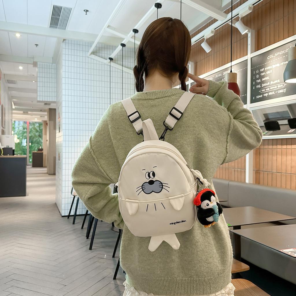 Schoolbag Trend Cartoon Large Capacity Backpack Cute Girl Cute Little Seal Oblique Span Bag Female Student Soft Cute Animal Backpack