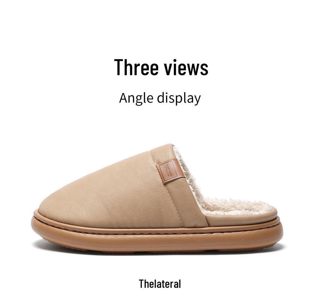 2025 New Unisex Cotton Slippers - Thick Bottom, Plush Lining, Non-slip, Waterproof for Indoor Autumn/Winter Wear