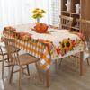 Thanksgiving Fall Pumpkins Maple Leaves Buffalo Plaid Tablecloths Autumn Orange Sunflower Table Cloth Kitchen Dining Table Decor