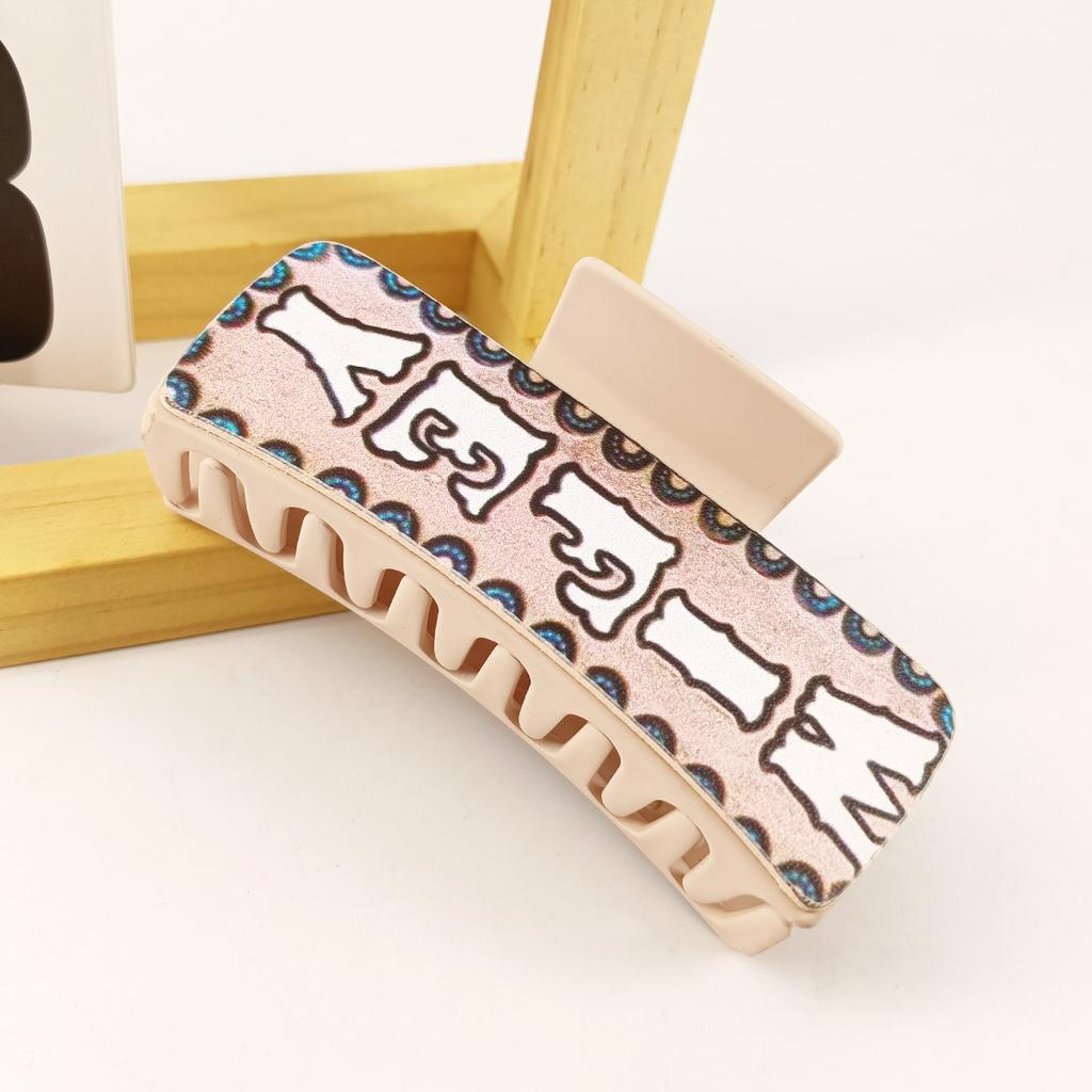 Vintage Western Cowboy Hair Clip Women Leather Printed Shark Hair Claws Mother's Day Hair Accessories