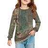 Girls' Long Sleeve Blouse - Round Neck Soft Waist Tunic