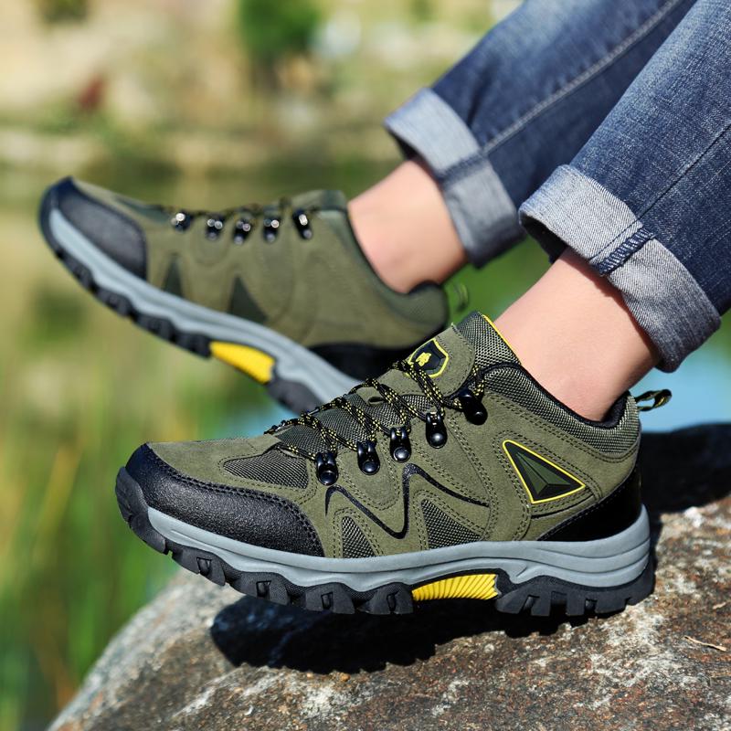 Casual Sneakers Men Anti-slip Wear-resistant Breathable Casual Outdoor Hiking Shoes Comfortable Air Mesh Flat Low-top Shoes Men