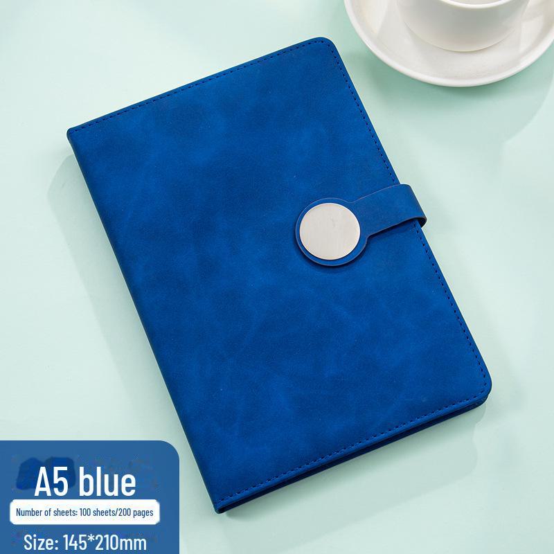 Set de regalo de cuaderno retro de alta gama: Incluye bloc de notas con hebilla redonda, manual, unidad USB y cierre magnético para reuniones de negocios.