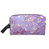 Travel Vincent Gogh Almond Blossoms Violet Toiletry Bag Flowers Makeup Cosmetic Organizer Storage Dopp Kit Case