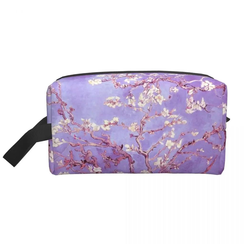 Travel Vincent Gogh Almond Blossoms Violet Toiletry Bag Flowers Makeup Cosmetic Organizer Storage Dopp Kit Case