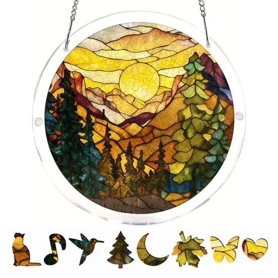 Acrylic Jigsaw Puzzle Suncatcher Kit, Stained Glass Style DIY Window Hanging Ornament for Home Decor, Gift for Women Men Mom