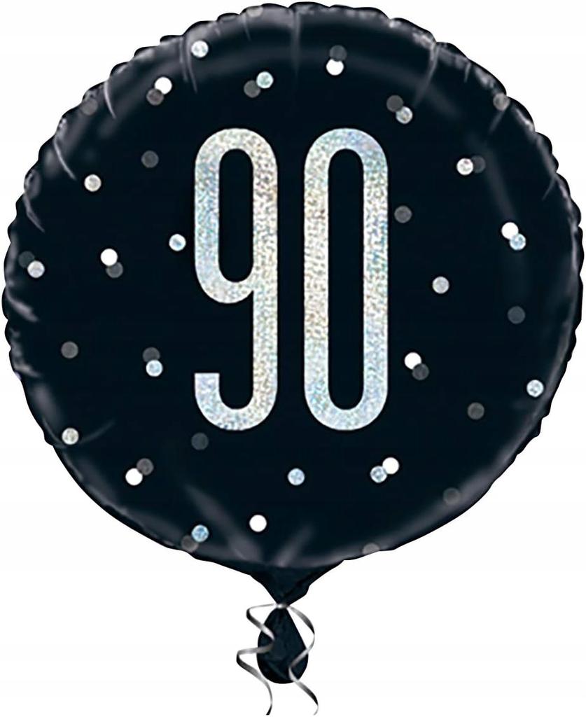 Balon Foliowy Czarny Błyszczący 90 Urodziny Prezent Dekoracja Party 45Cm