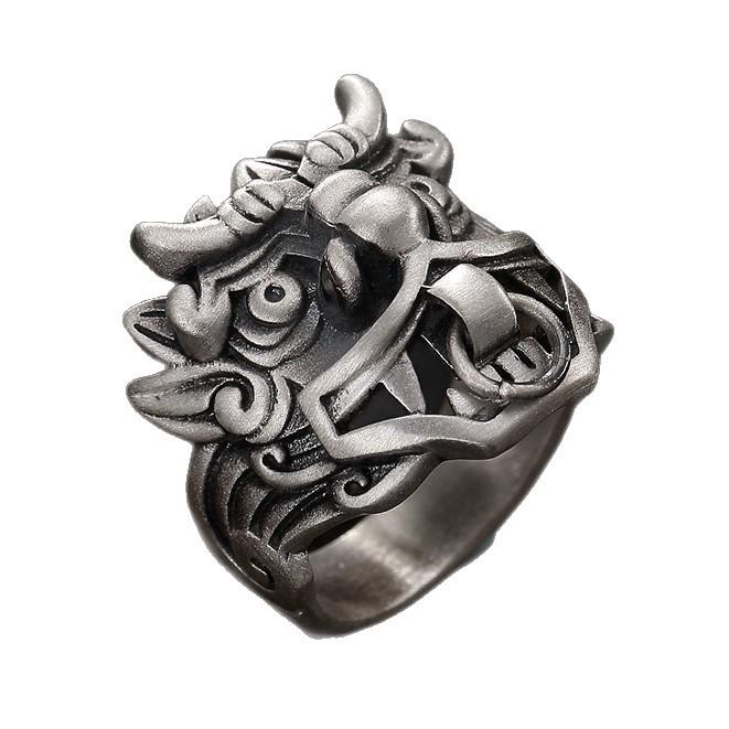 Yintai Feifei Ethnic Thai Silver Taotie Ring: Unique, Adjustable Open Ring for Men and Women