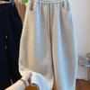 Pants for Women Plus Size Thickened Stretchy Elastic High Waist Long Trousers Solid Colour Fleece Casual Wide Leg Pants