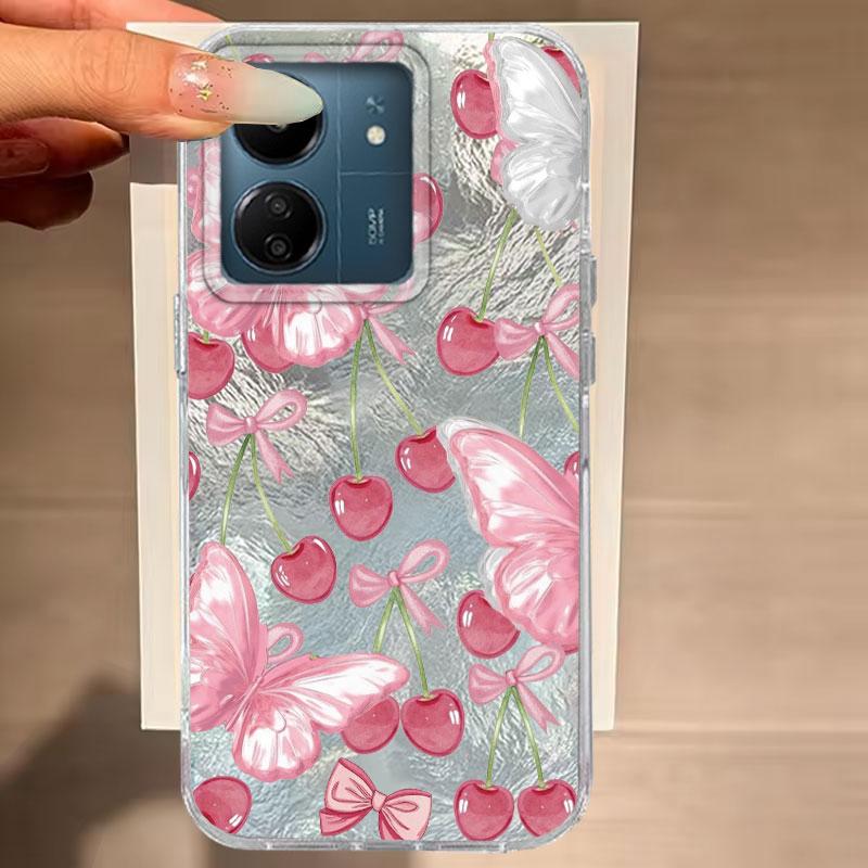 

For Xiaomi Poco X3 X5 M6 M2 Pro X6 M5S C61 C65 Phone Case Cute Cherry Print Vortex Pattern Simple Fashion Protective Coque Cover Poco X5 Pro